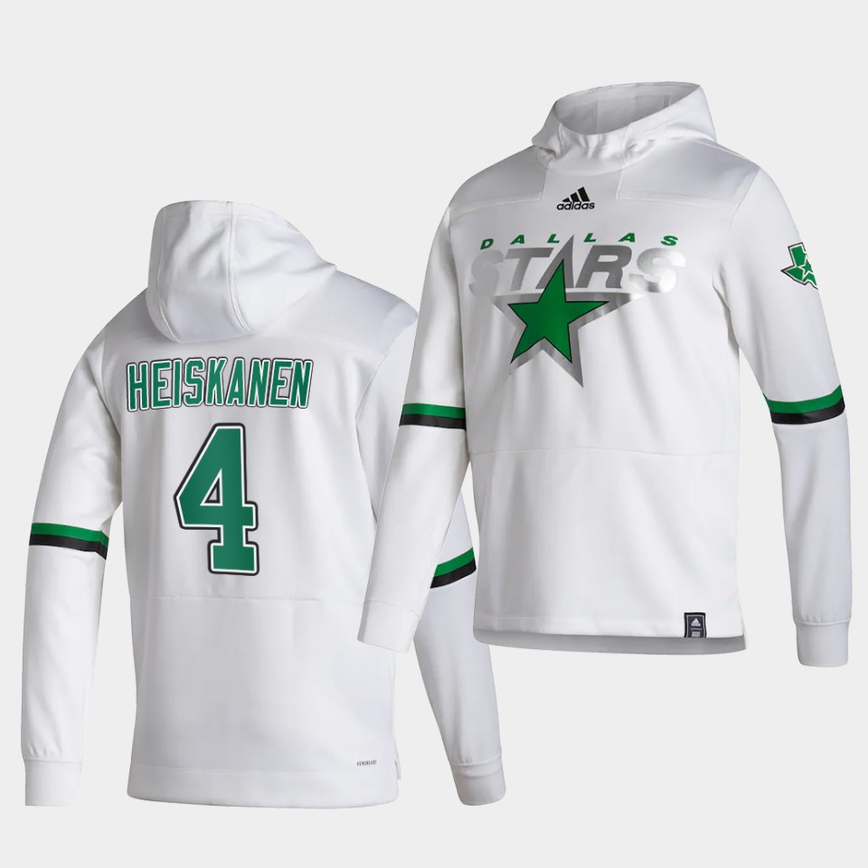 Men Dallas Stars #4 Heiskanen White NHL 2021 Adidas Pullover Hoodie Jersey->dallas stars->NHL Jersey